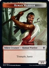 Human Warrior // Food (17) Double-Sided Token [Throne of Eldraine Tokens] Foil