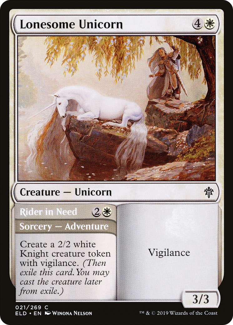 Lonesome Unicorn // Rider in Need [Throne of Eldraine] Foil