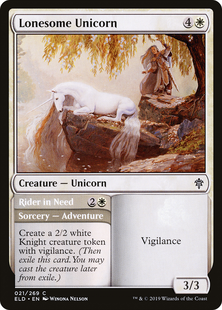 Lonesome Unicorn // Rider in Need [Throne of Eldraine] Foil
