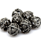 RPG Dice Set | Hollow Metal | Dragon Orb - Silver | Set of 7 (D0225)
