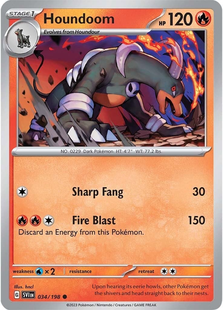 Houndoom 034/198 - SV01 Scarlet & Violet Base Set Reverse Holofoil