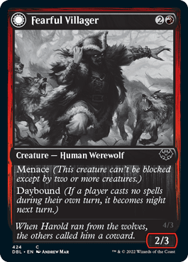 Fearful Villager // Fearsome Werewolf [Innistrad: Double Feature] Foil