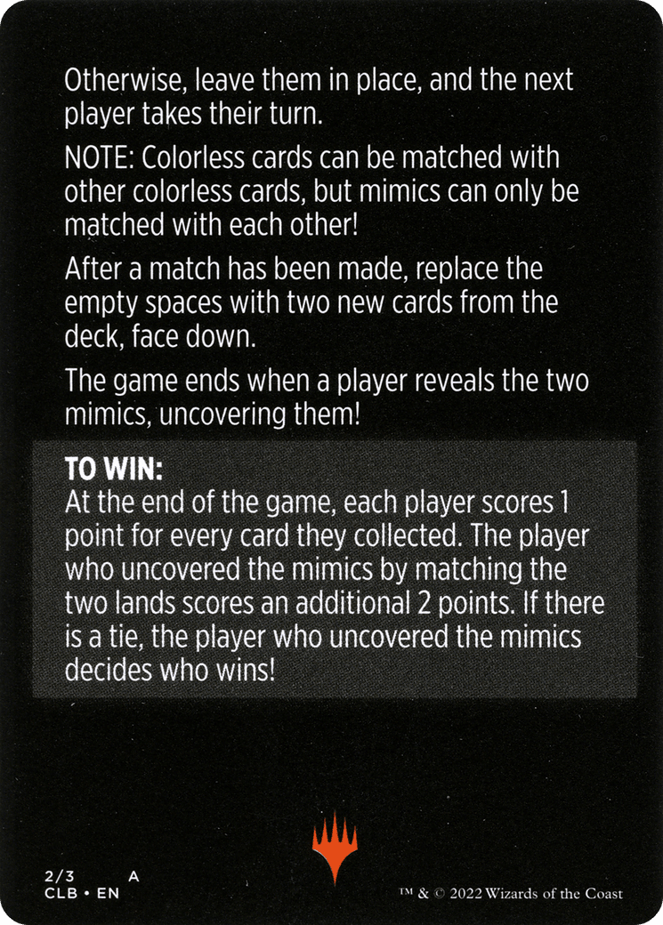 Mimic Match // Mimic Match (cont'd) (MCLB-002) - Commander Legends: Battle for Baldur's Gate Minigames