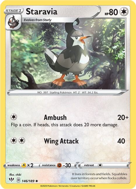 Staravia 146/189 (SWSH03: Darkness Ablaze) 