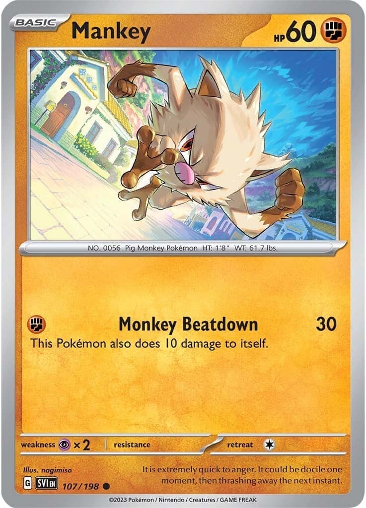 Mankey 107- SV01 Scarlet & Violet Base Set Reverse Holofoil