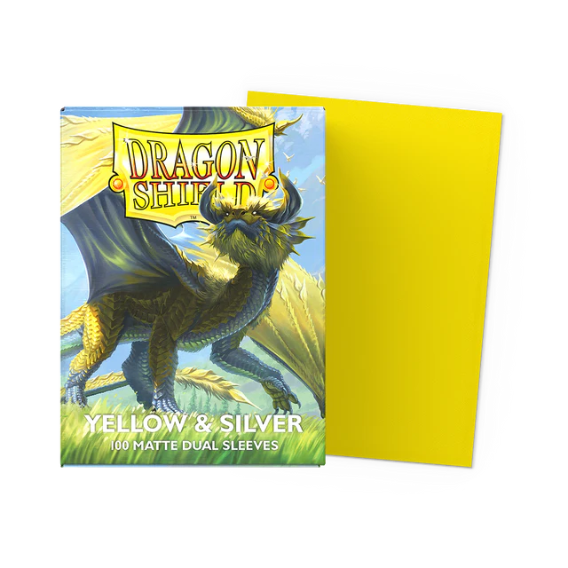 Dragon Shield | Standard Size Sleeves | 100ct | Yellow & Silver (Dual Matte)
