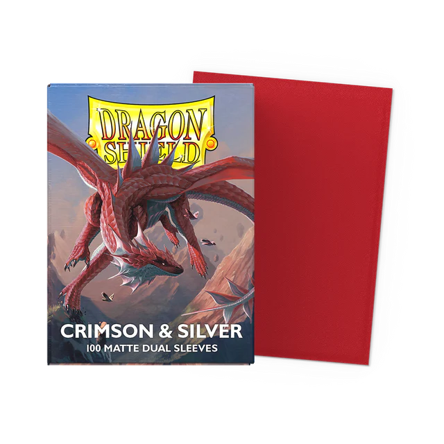 Dragon Shield | Standard Size Sleeves | 100ct | Crimson & Silver (Dual Matte)