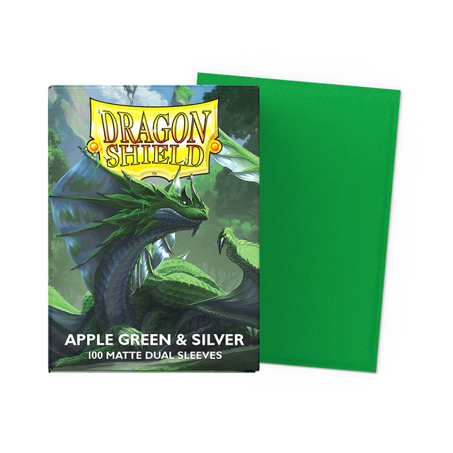 Dragon Shield | Standard Size Sleeves | 100ct | Apple Green & Silver (Dual Matte)