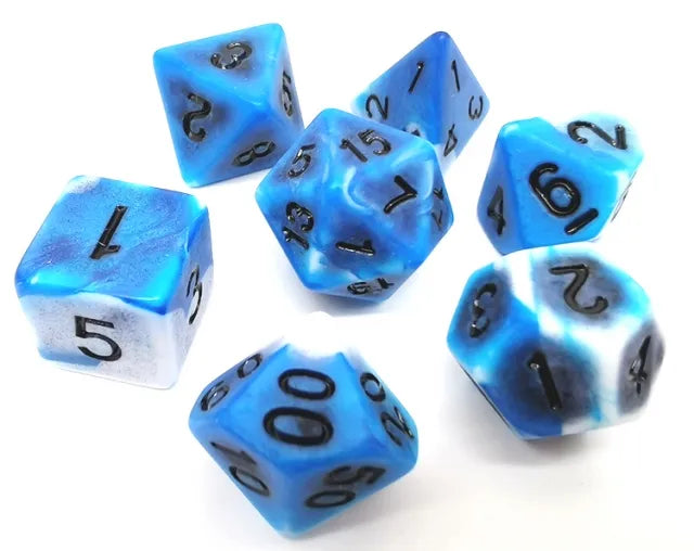 Polyhedral Dice Set | Acrylic | "Ancient Cobalt" | Set of 7 (D0179)