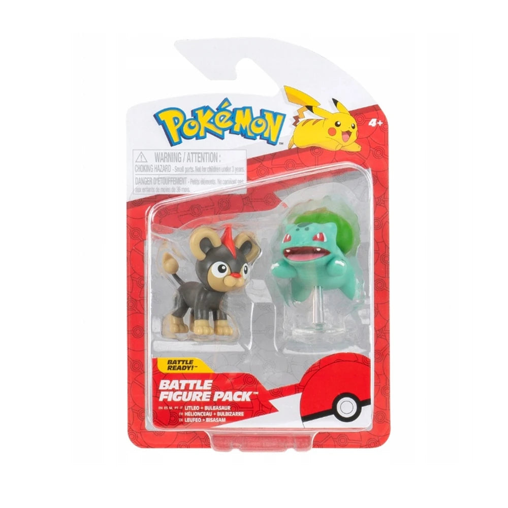 Pokemon Battle Figures | 2 Pack | Litleo & Bulbasaur