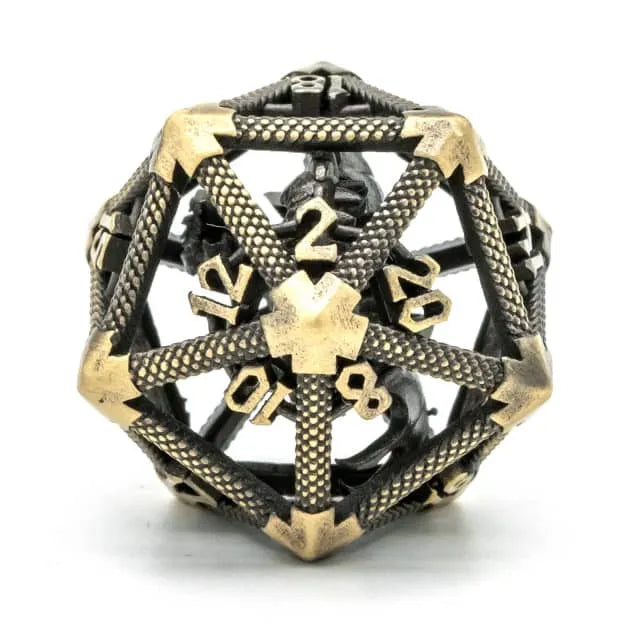 RPG Dice | Hollow Metal | "Contained Dragon" - Bronze | Single Die (D0257)