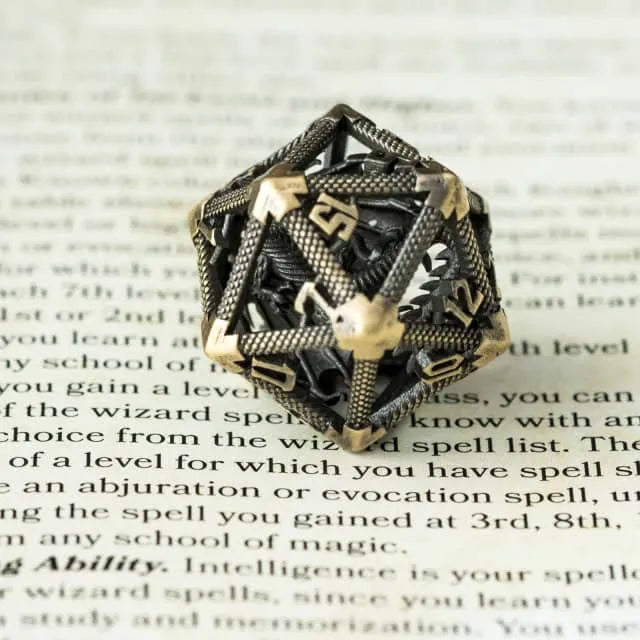 RPG Dice | Hollow Metal | "Contained Dragon" - Bronze | Single Die (D0257)