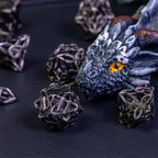 RPG Dice Set | Hollow Metal | "Celtic Knot" - Silver | Set of 7 (D0244)