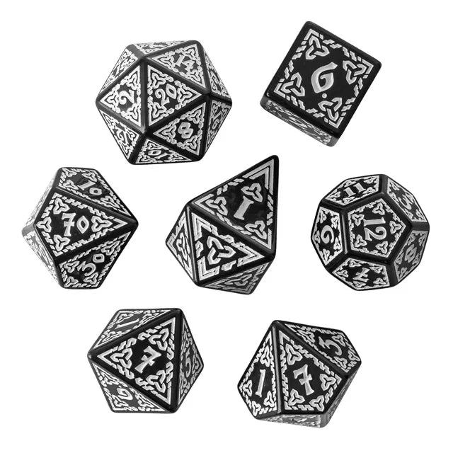Polyhedral Dice Set | Acrylic | "Celtic Knot" White | Set of 7 (D0205)