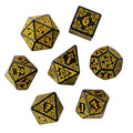 Polyhedral Dice Set | Acrylic | "Celtic Knot" Yellow | Set of 7 (D0202)