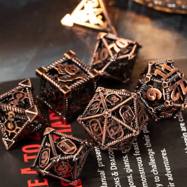 RPG Dice Set | Hollow Metal | "Character Class" - Copper  | Set of 7 (D0231)