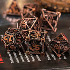 RPG Dice Set | Hollow Metal | "Character Class" - Copper  | Set of 7 (D0231)