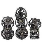 RPG Dice Set | Hollow Metal | "Contained Octopus" - Silver | Set of 7 (D0242)