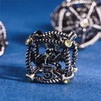 RPG Dice Set | Hollow Metal | "Contained Octopus" - Silver | Set of 7 (D0242)