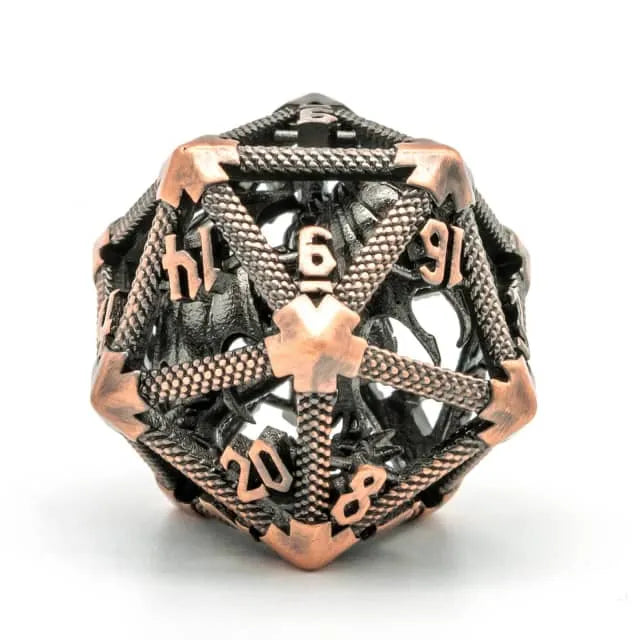 RPG Dice | Hollow Metal | "Contained Dragon" - Copper | Single Die (D0259)