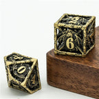 RPG Dice Set | Hollow Metal | "Dragon Shield" - Bronze | Set of 7 (D0240)