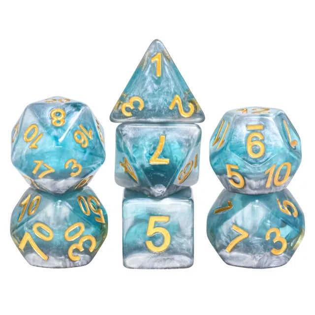 Polyhedral Dice Set | Resin | "Frosted Steel" | Set of 7 (D0178)