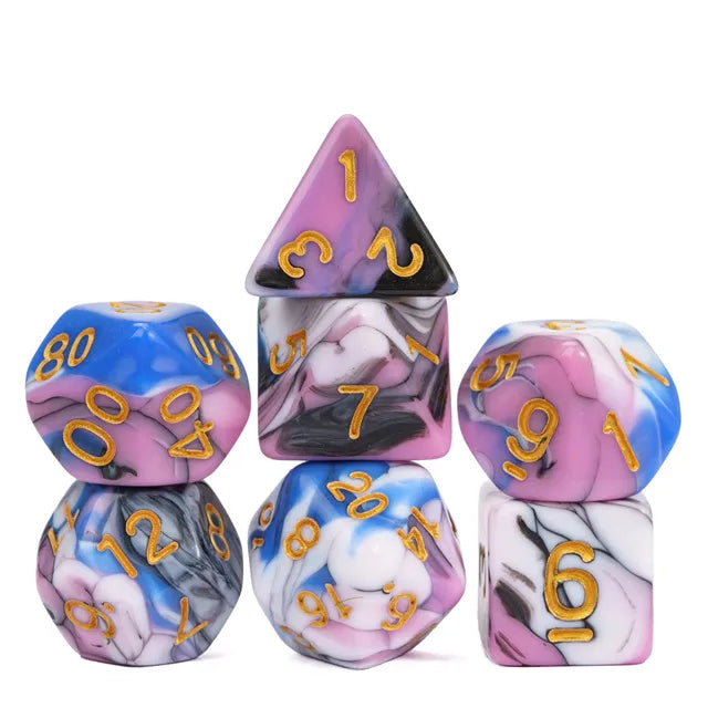 Polyhedral Dice Set | Acrylic | PRIDE - Genderfluid | Set of 7 (D0169)