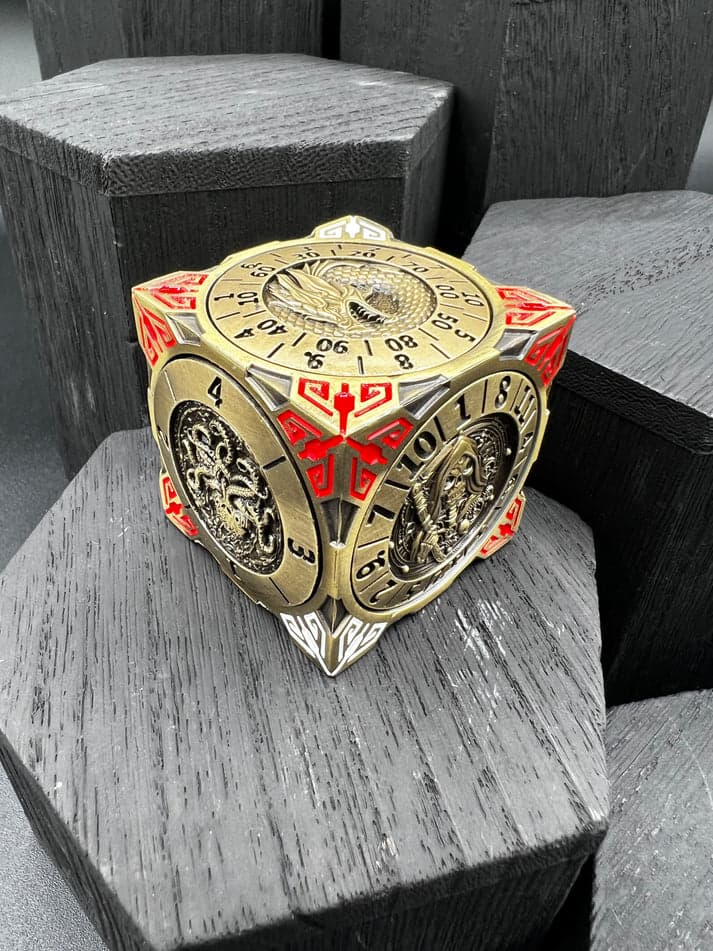 Dice Spinner | Metal | Cube Spinner | Antique Brass (D1030)