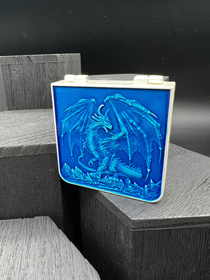 Dice Spinner | Metal | Folding Wallet Spinner | Silver and Blue (D1019)