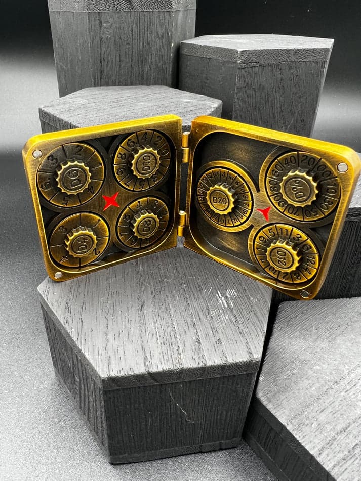 Dice Spinner | Metal | Folding Wallet Spinner | Antique Bronze (D1017)