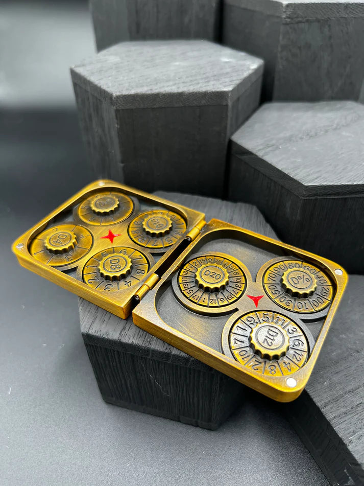 Dice Spinner | Metal | Folding Wallet Spinner | Antique Bronze (D1017)