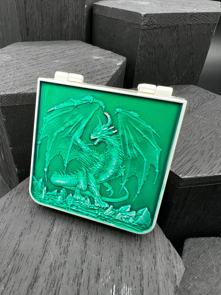 Dice Spinner | Metal | Folding Wallet Spinner | Silver and Green (D1021)