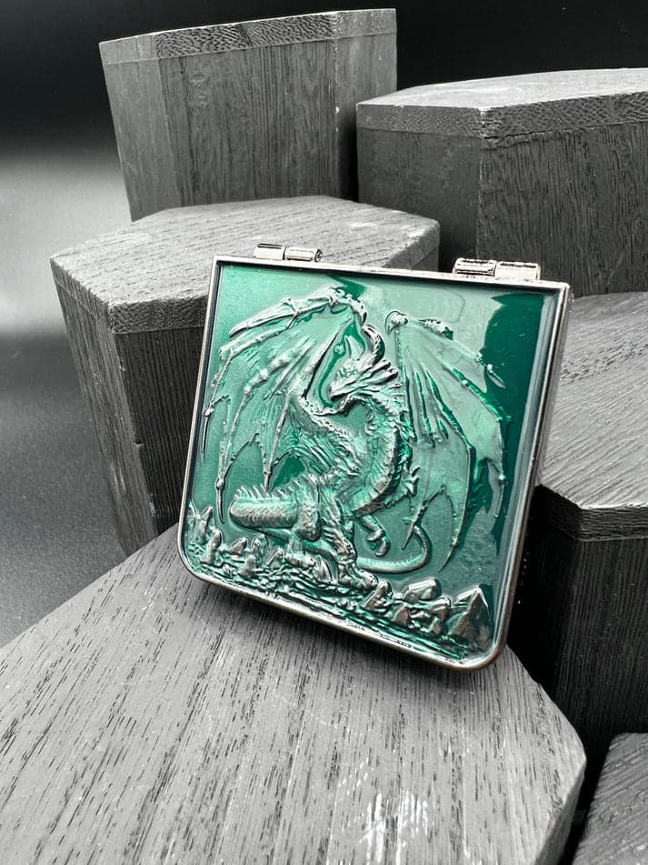 Dice Spinner | Metal | Folding Wallet Spinner | Gunmetal and Green (D1015)