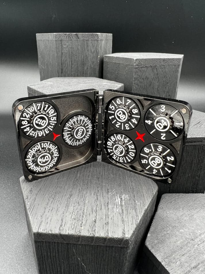 Dice Spinner | Metal | Folding Wallet Spinner | Gunmetal and Green (D1015)