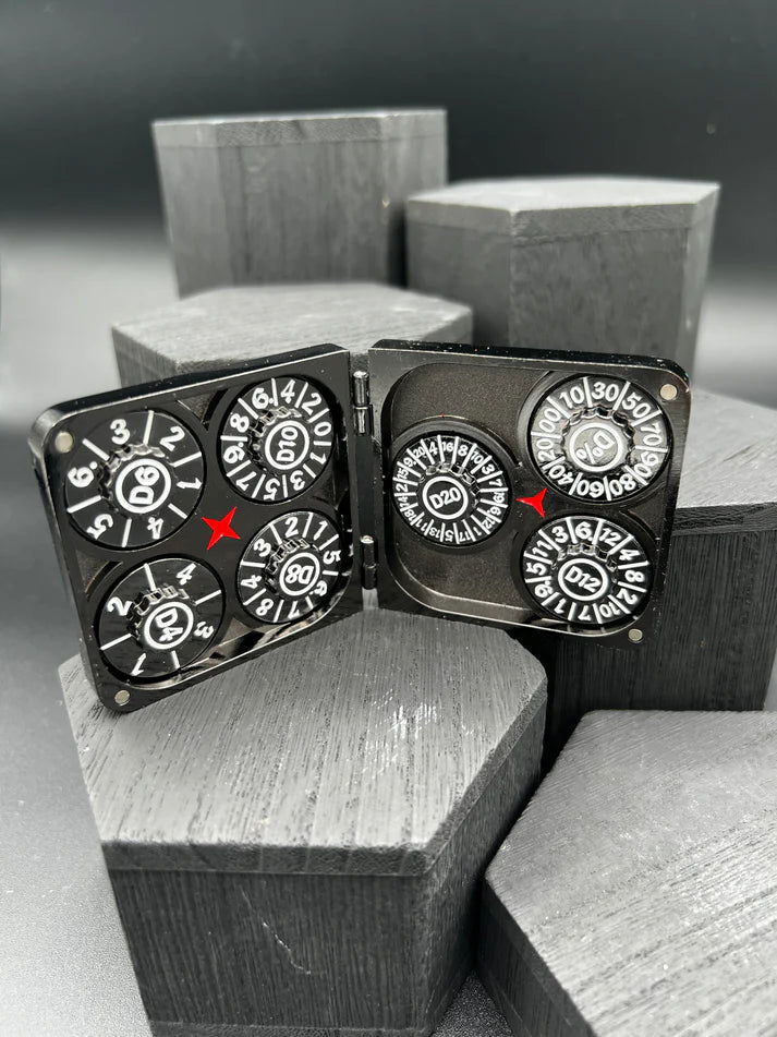 Dice Spinner | Metal | Folding Wallet Spinner | Gunmetal and Blue (D1013)