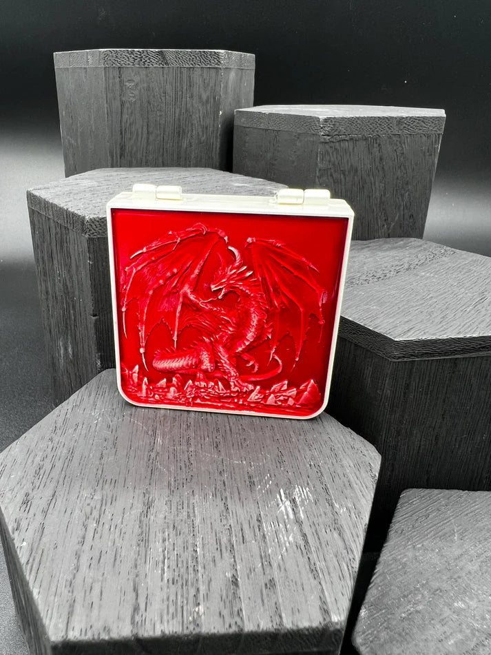 Dice Spinner | Metal | Folding Wallet Spinner | Silver and Red (D1020)