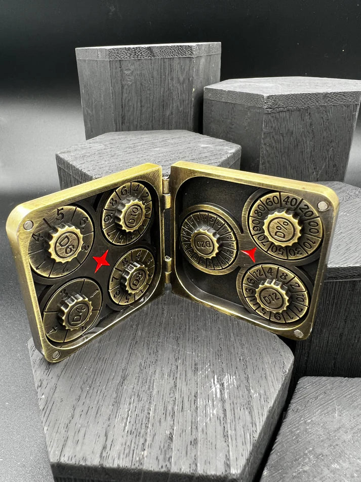 Dice Spinner | Metal | Folding Wallet Spinner | Antique Brass (D1018)