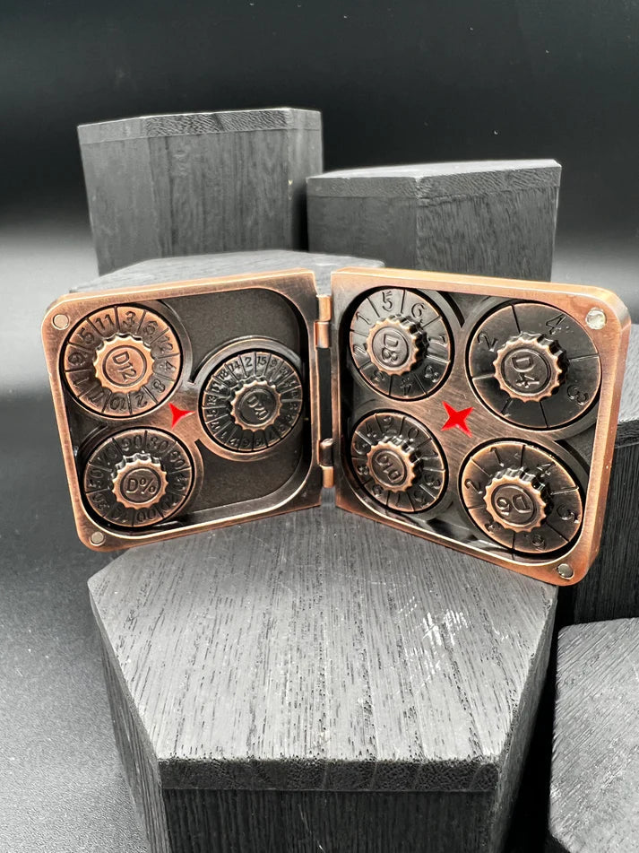 Dice Spinner | Metal | Folding Wallet Spinner | Antique Copper (D1016)