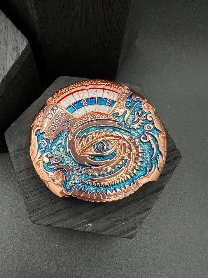Dice Spinner | Metal | Dragon Spinner | Rose Gold and Teal (D1036)