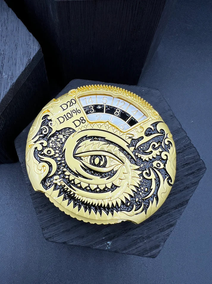 Dice Spinner | Metal | Dragon Spinner | Brass, Black, and White (D1035)