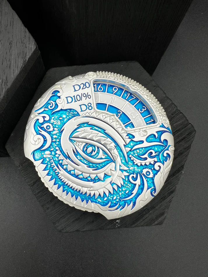 Dice Spinner | Metal | Dragon Spinner | Silver and Blue (D1034)