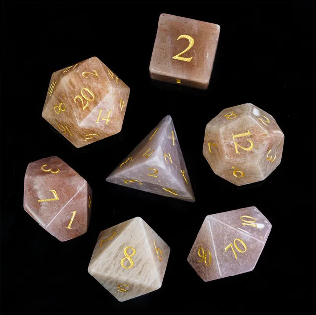 Polyhedral Dice Set | Gemstone | "Labradorite & Moonstone Duet" | Set of 7 (D0218)