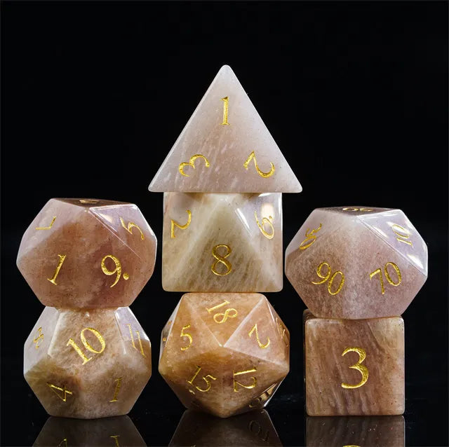 Polyhedral Dice Set | Gemstone | "Labradorite & Moonstone Duet" | Set of 7 (D0218)