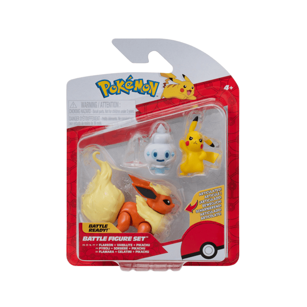 Pokemon Battle Figures | 3 Pack | Pikachu, Vanillite & Flareon