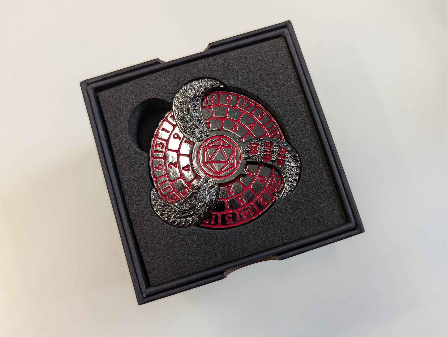 Dice Spinner | Metal | Hydra (Gryo) Spinner | Gunmetal and Red (D1025)