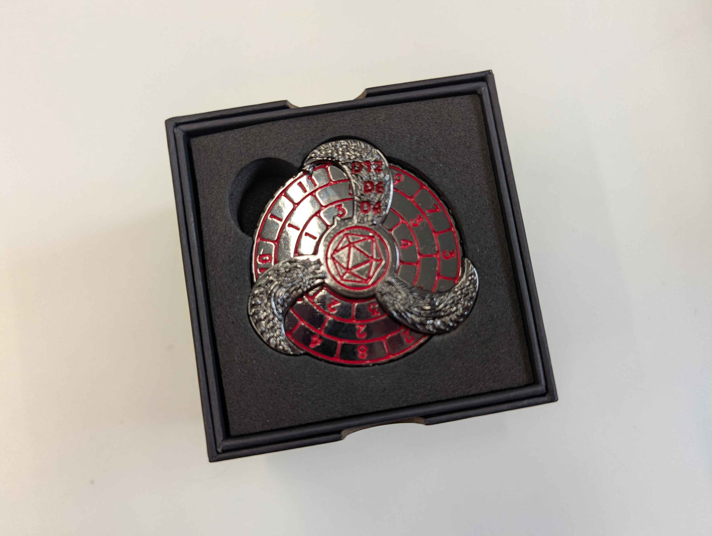 Dice Spinner | Metal | Hydra (Gryo) Spinner | Gunmetal and Red (D1025)