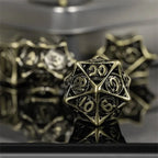 RPG Dice Set | Hollow Metal | "Spider Web" - Bronze | Set of 7 (D0249)
