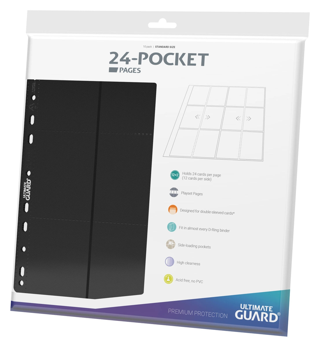 Ultimate Guard | 24-Pocket Pages | QuadRow Side-Loading - Black (10)