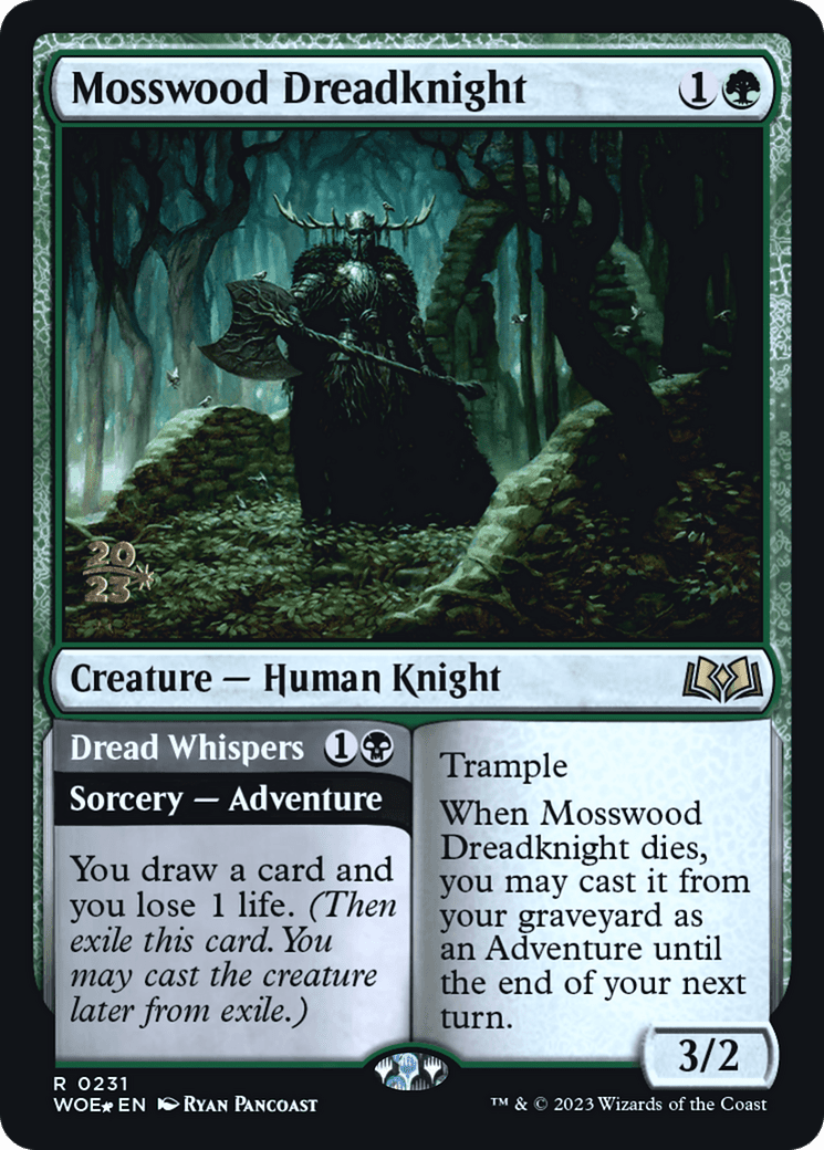 Mosswood Dreadknight // Dread Whispers [Wilds of Eldraine Prerelease Promos]
