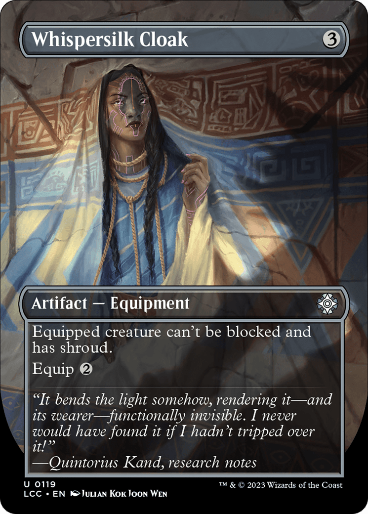 Whispersilk Cloak (Borderless) [The Lost Caverns of Ixalan Commander] Foil